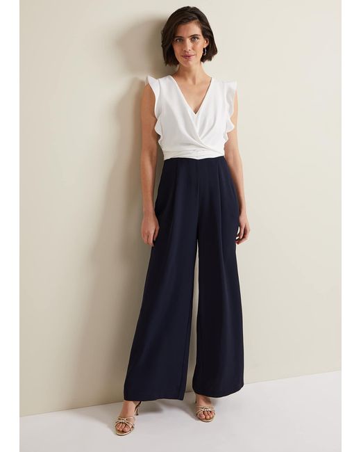 Phase Eight Blue Ayla Ruffle Wrap Jumpsuit