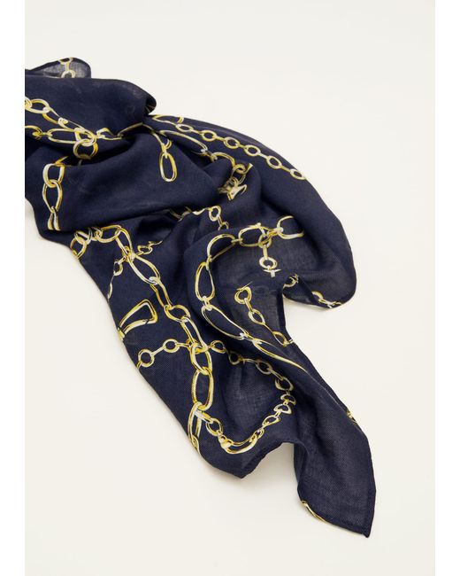 Phase Eight Blue Chain Print Scarf
