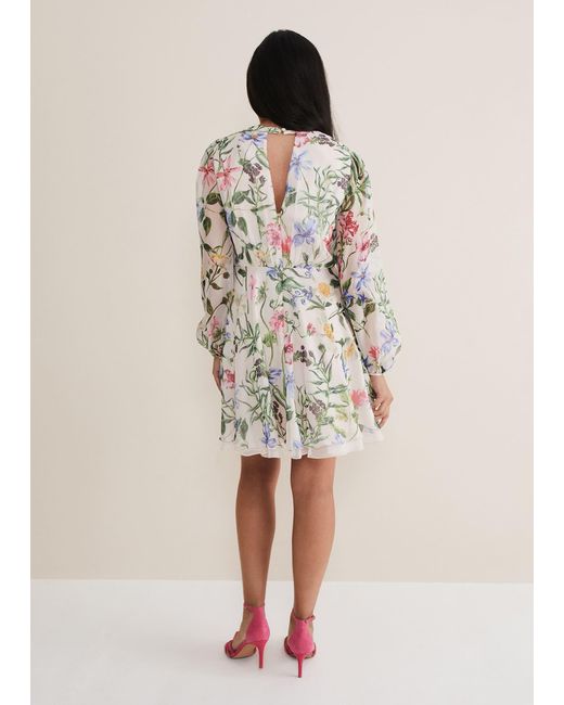 Phase Eight Natural Petite Everleigh Chiffon Floral Mini Dress