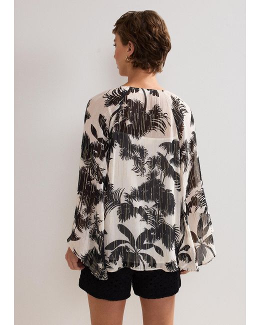 Phase Eight Black Simi Palm Print Filcoupe Blouse