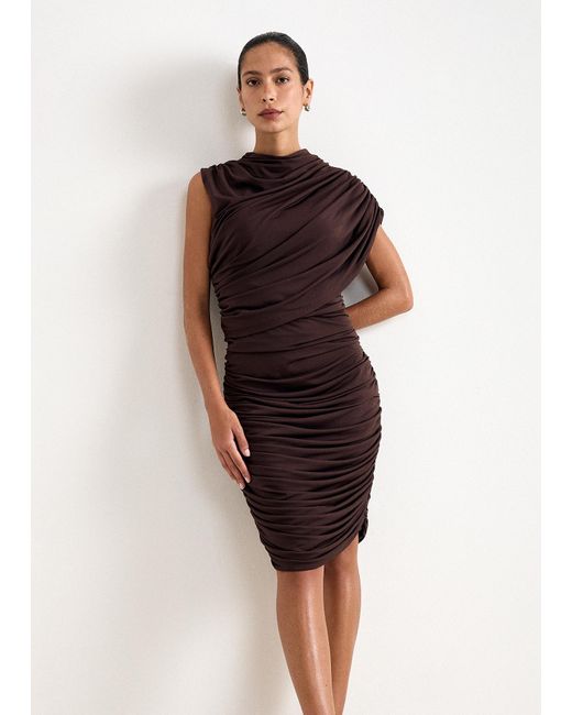 Phase Eight Brown Aimee Ruched Jersey Midi Dress