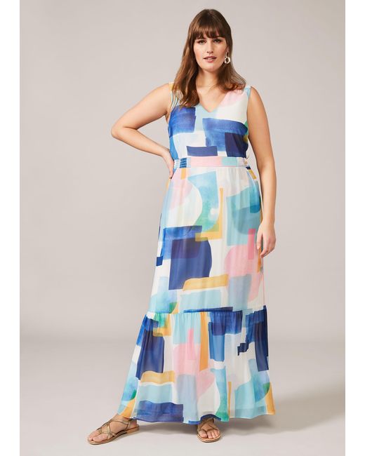 Phase Eight Blue Eliza Abstract Print Maxi Dress