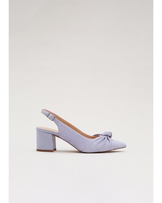 Phase Eight White Knot Front Block Heel Slingback