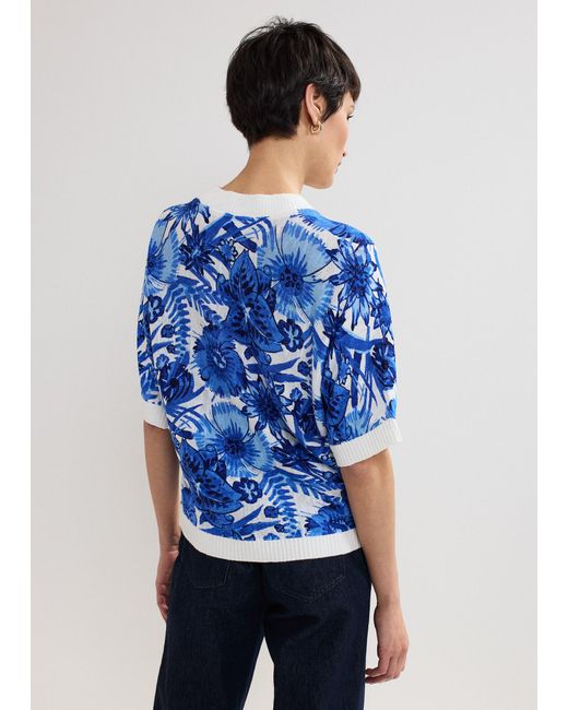 Phase Eight Blue Lizzy Printed Knit Jumper