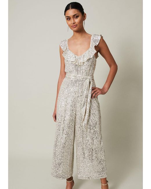 Phase Eight Natural 's Tazanna Sequin Wide Leg Jumpsuit