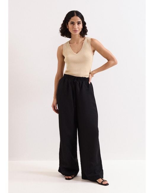 Phase Eight Blue Rowan Linen Blend Pull On Trousers