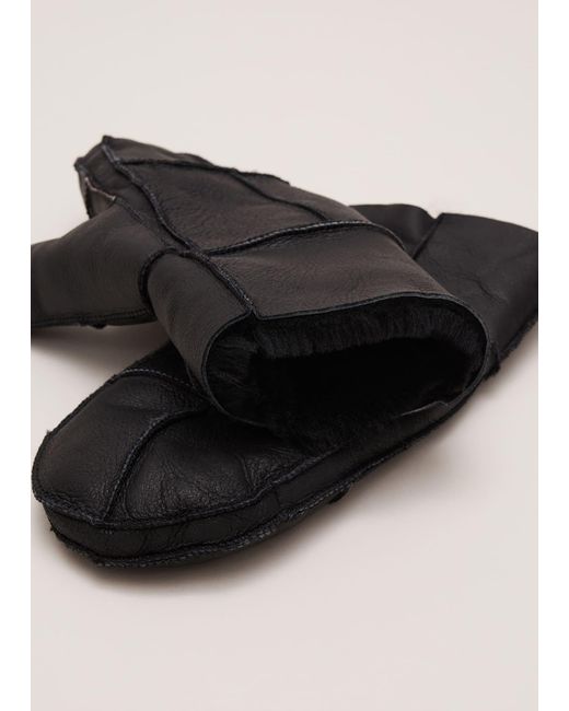 Phase Eight Black Leather Shearling Mittens