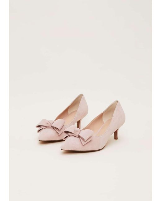 Phase Eight Natural Structured Bow Kitten Heel