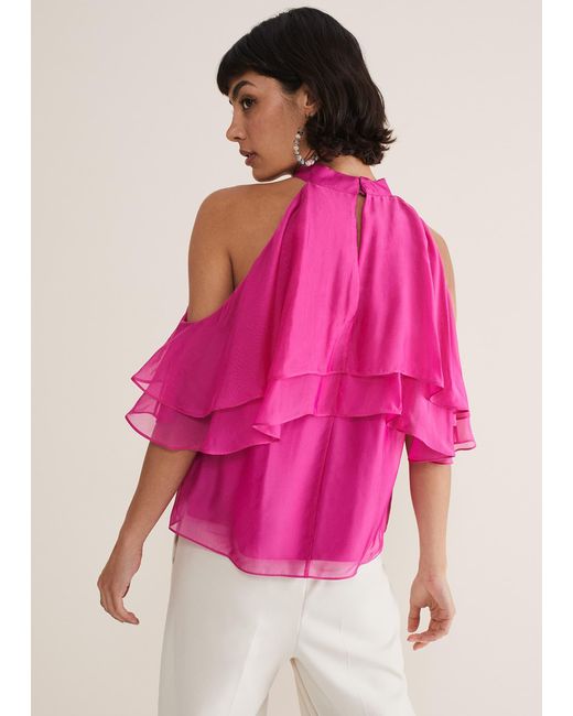 Phase Eight Pink Heather Ruffle Top