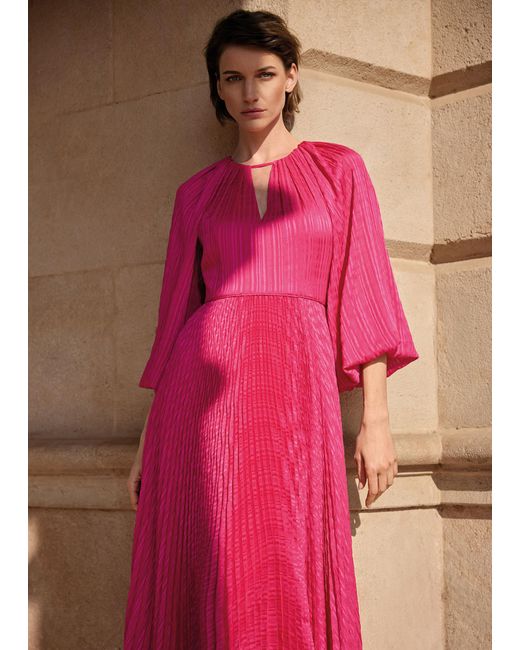 Phase Eight Pink Faye Textured Pleat Dress