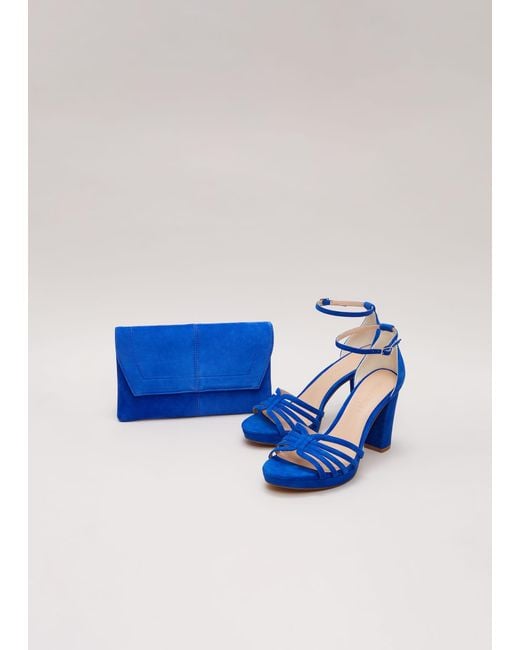 Phase Eight Blue 's Square Suede Clutch Bag