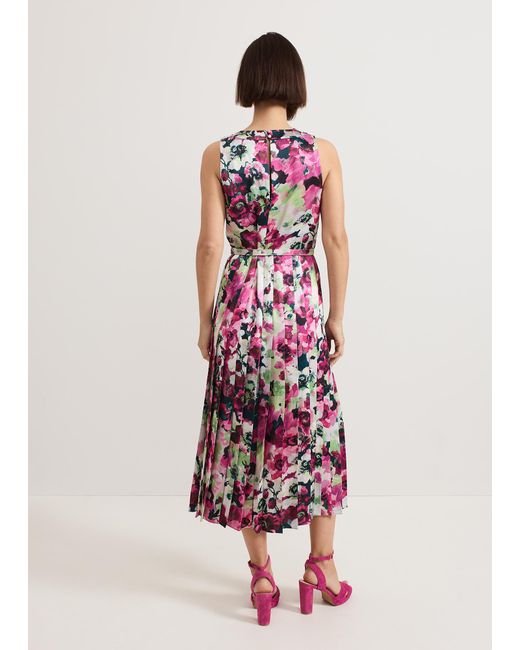 Phase Eight White Janina Floral Print Pleat Midi Dress