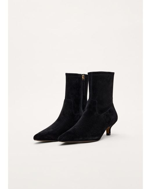 Phase Eight White Suede Kitten Heel Ankle Boot