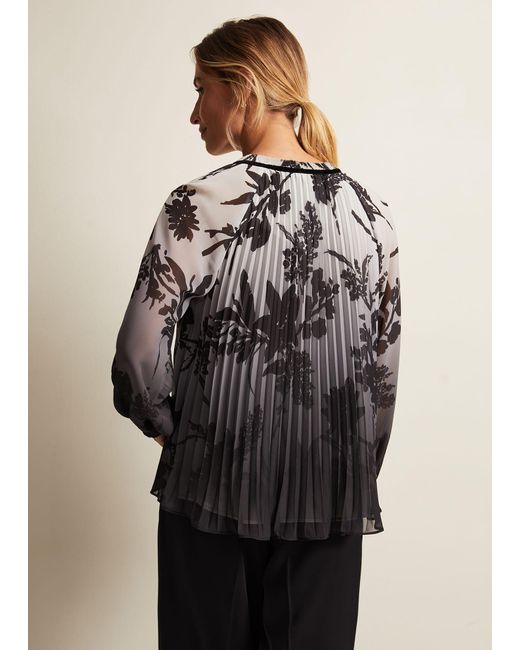 Phase Eight Gray 's Nayla Shadow Floral Pleat Top