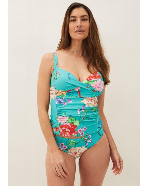 Phase Eight Blue Gabrielle Floral Tankini Top