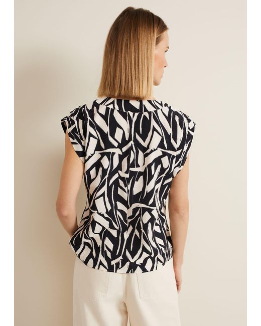 Phase Eight Natural Celyn Notch Printed Blouse