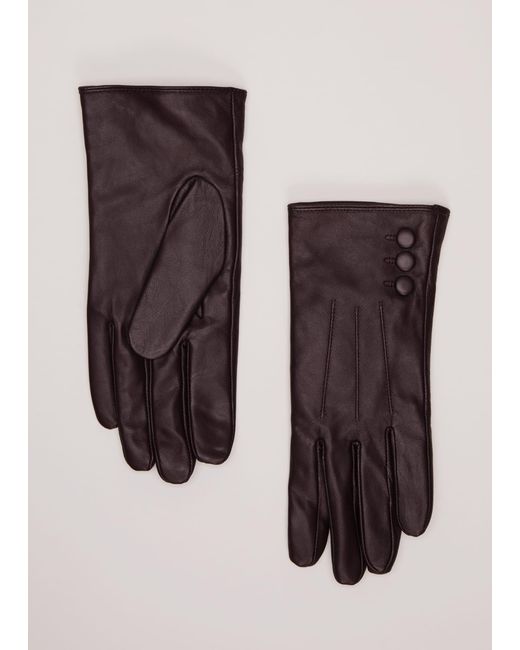 Phase Eight Red 's Button Leather Gloves