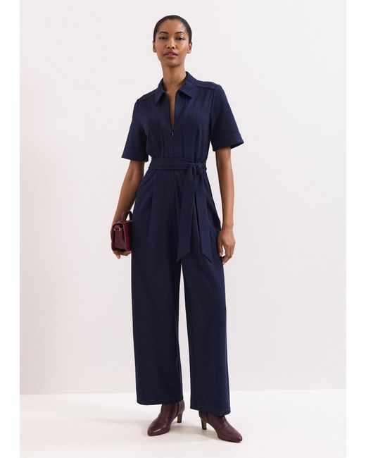 Phase Eight Blue Tabitha Ponte Zip Jumpsuit