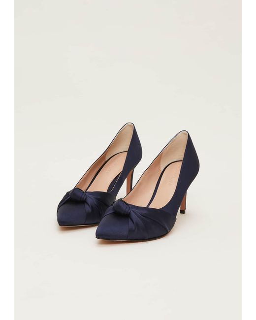 Phase Eight Blue Satin Knot Front Court Shoe