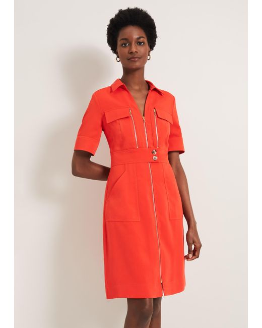 Phase Eight Red Athena Zip Dress