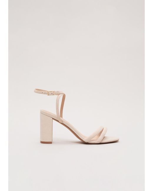 Phase Eight Natural Suede Strap Block Heel Sandals