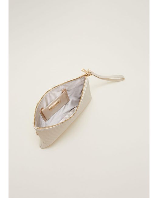 Phase Eight Natural 's Cream Leather Clutch Bag