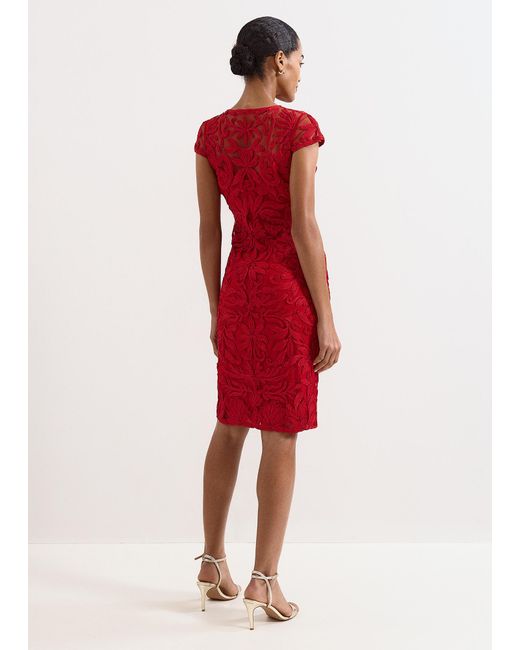 Phase Eight Red Emmi Tapework Dress