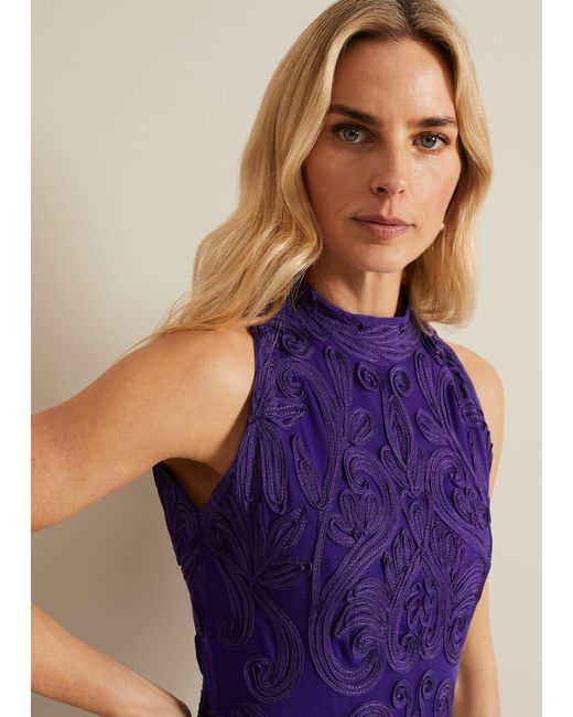 Phase Eight Purple 's Andrea Tapework Dress