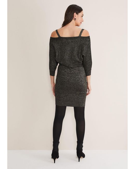 Phase Eight Black Florin Fitted Lurex Column Dress