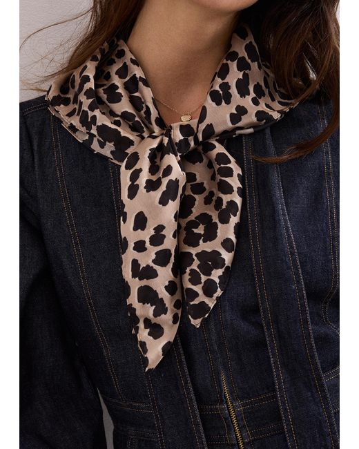Phase Eight Blue Leopard Print Scarf