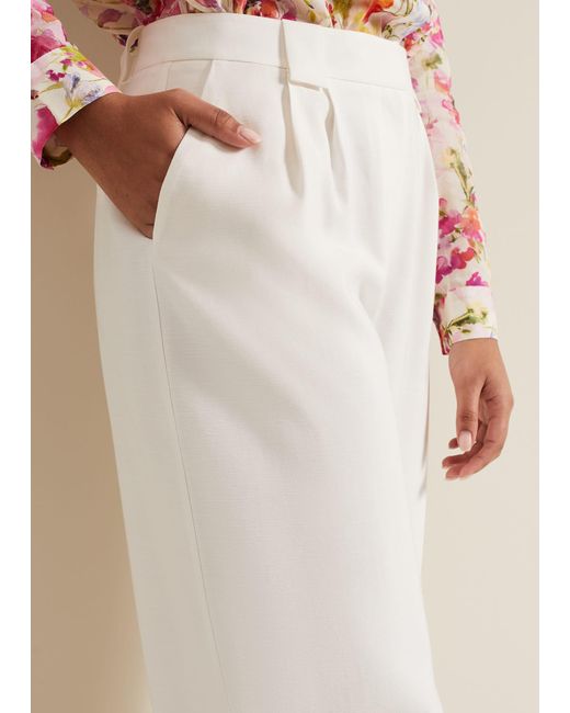 Phase Eight Natural 's Petite Tyla White Wide Leg Trousers