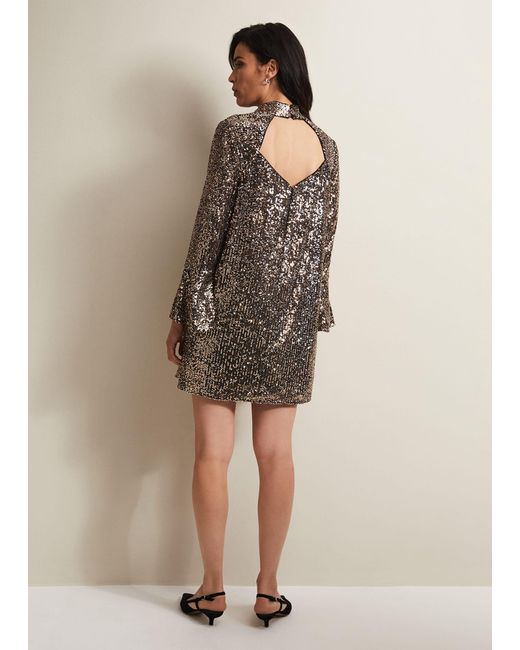 Phase Eight Natural Jemima Sequin Shift Mini Dress