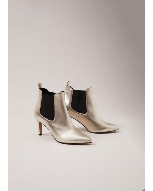 Phase Eight Natural 's Leather Metallic Ankle Boots