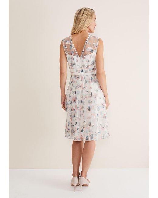 Phase Eight Natural Leighton Floral Embroidered Midi Dress