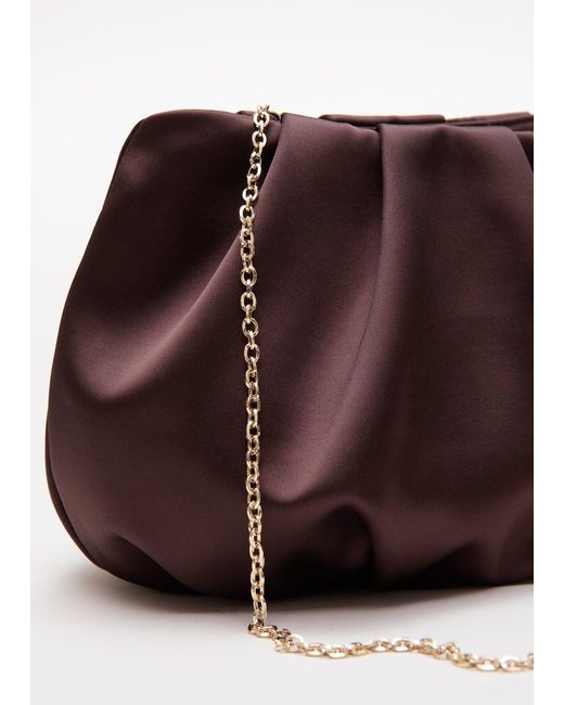 Phase Eight Brown Satin Cloud Clutch Bag