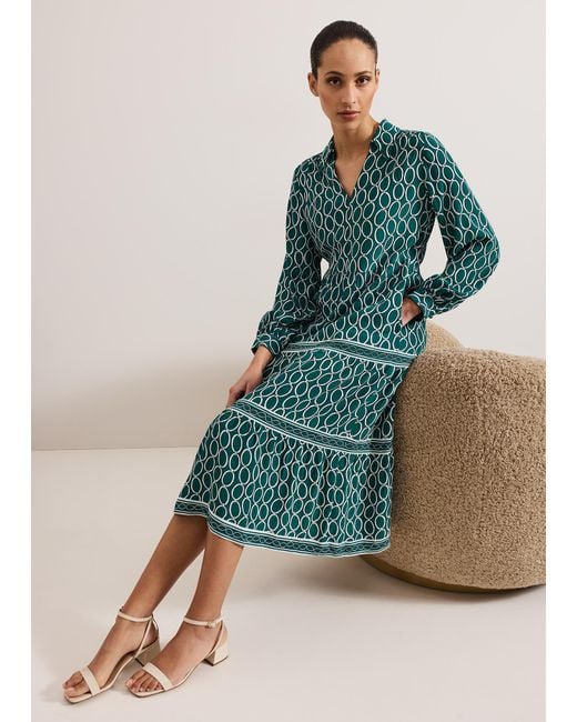 Phase Eight Green Lara Tiered Midi Dress