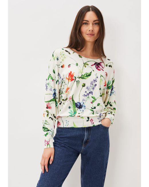 Phase Eight White Mably Floral Print Knit
