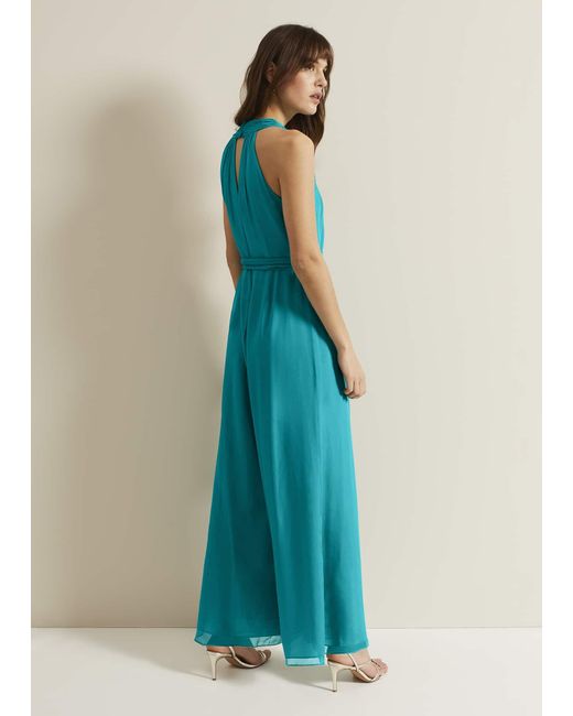Phase Eight Blue Susanna Silk Jumpsuit