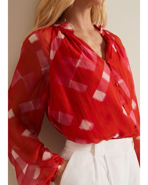 Phase Eight Red 's Megan Check Print Blouse