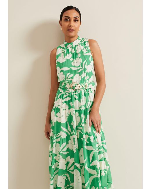 Phase Eight Green 's Petite Kara Print Maxi Dress