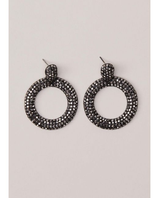 Phase Eight Gray 's Black Sparkly Circle Earrings