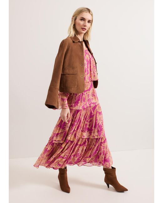 Phase Eight Pink Annalisia Tiered Floral Skirt