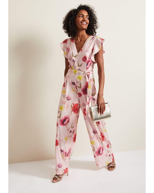 Phase Eight Pink Rhiannon Sequin Printed Jumpsuit