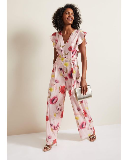 Phase Eight Pink 's Rhiannon Sequin Printed Jumpsuit