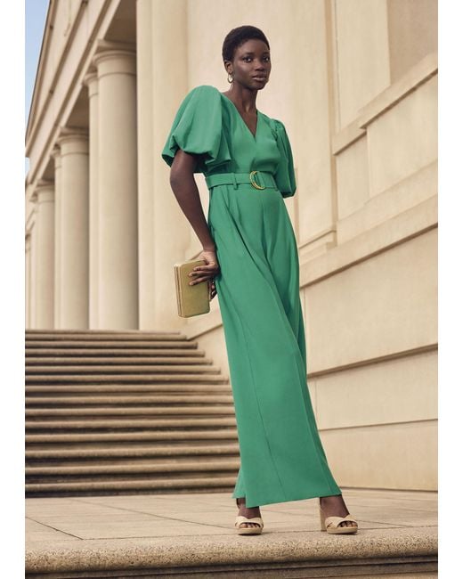 Phase Eight Green Margot Puff Sleeve Jumpsuit