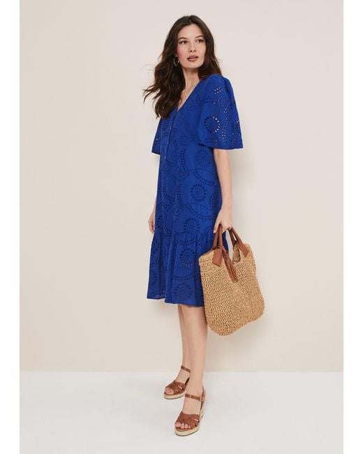 Phase Eight Blue 's Meleri Broderie Dress