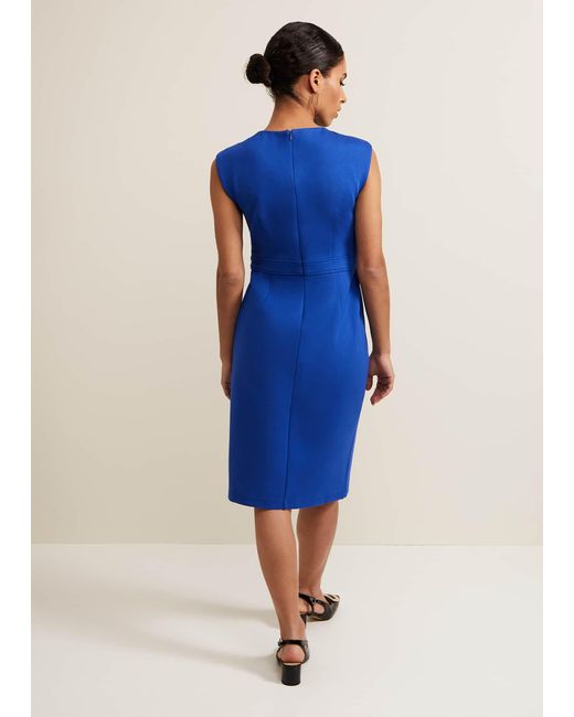 Phase Eight Blue Karmie Ponte Fitted Pencil Dress Petite