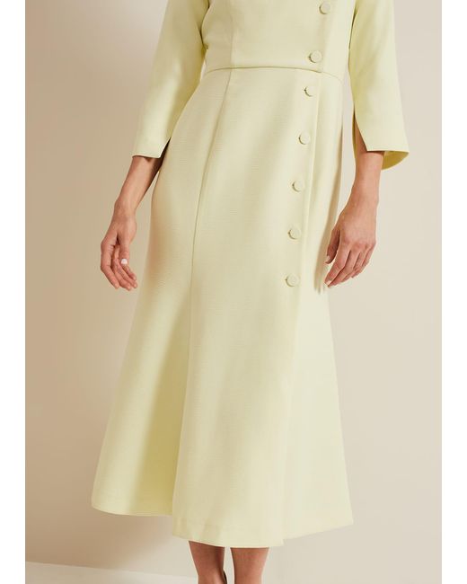 Phase Eight Yellow 's Sienna Tux Button Midi Dress