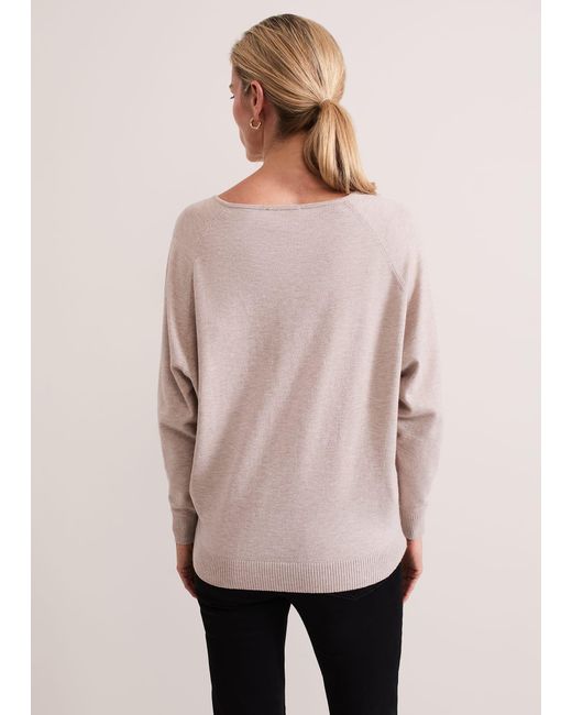 Phase Eight Natural Senita Fine Knit V-Neck Jumper
