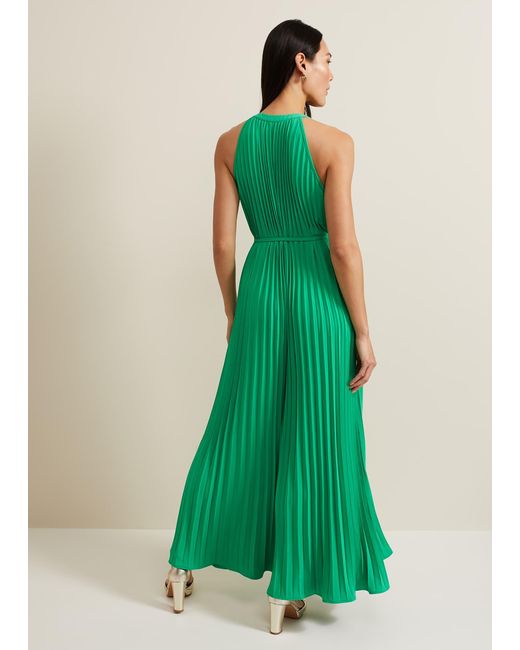 Phase Eight Green Brea Pleat Jumpsuit